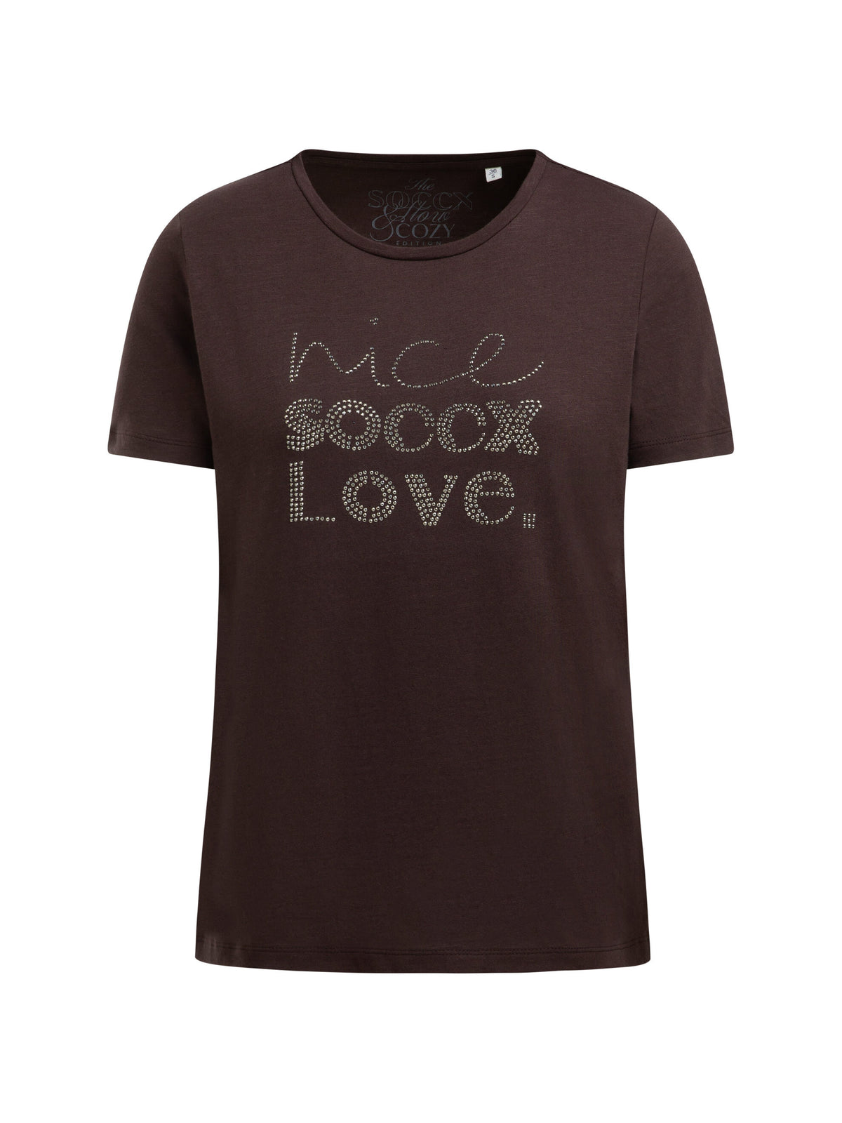 T-Shirt Rundhals mit Schmucksteinen chocolate - 1