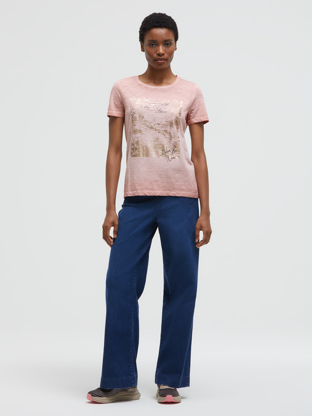 T-Shirt Rundhals mit Folienprint delicate rose