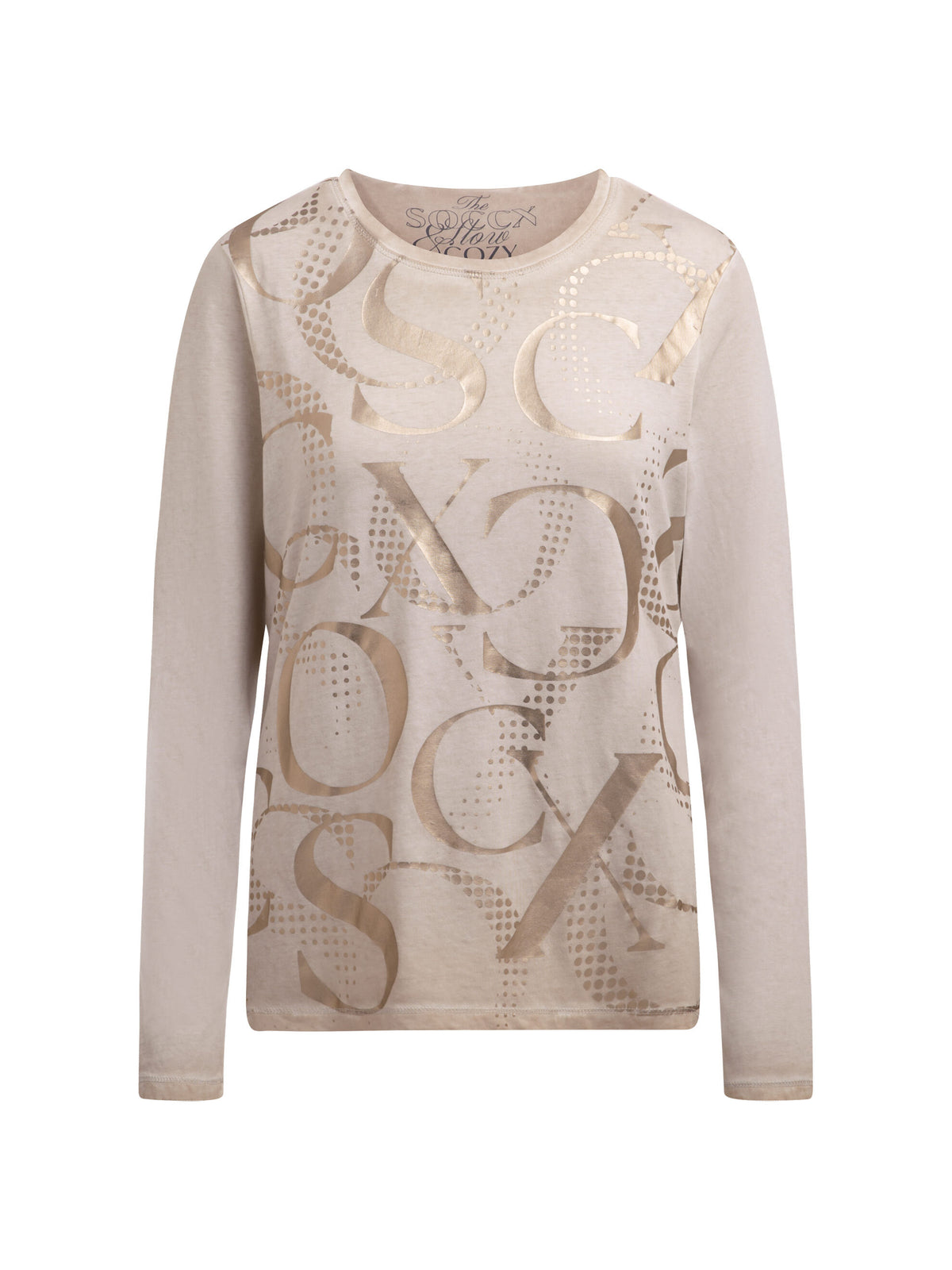 Langarmshirt mit Folienprint almond cream - 1