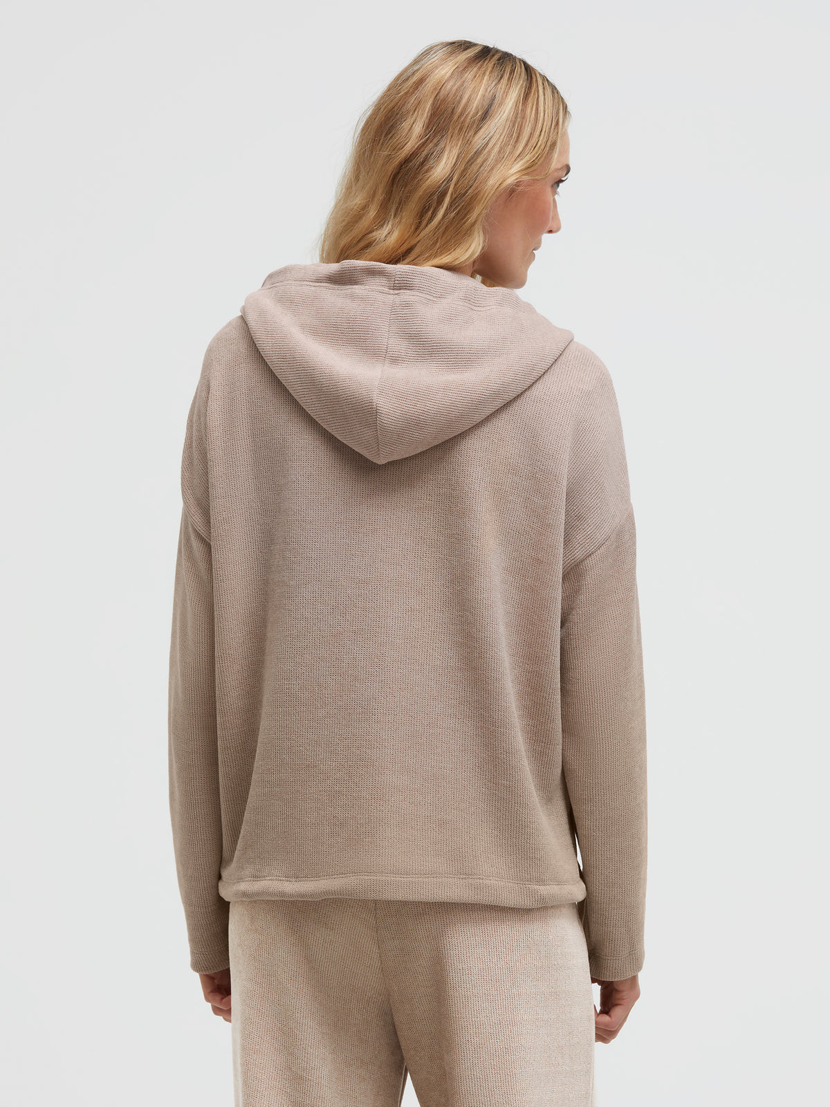 Oversize Sweatjacke aus Rippsamt mit Kapuze almond cream - 5