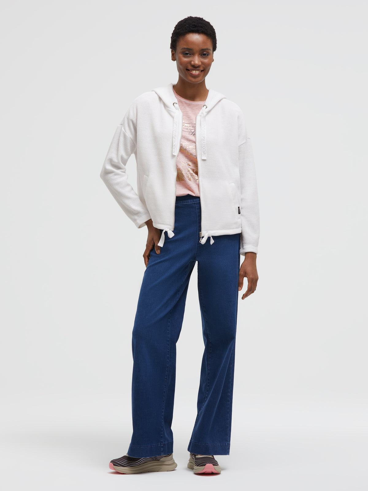 Bluza oversize z prążkowanego aksamitu z kapturem - 3