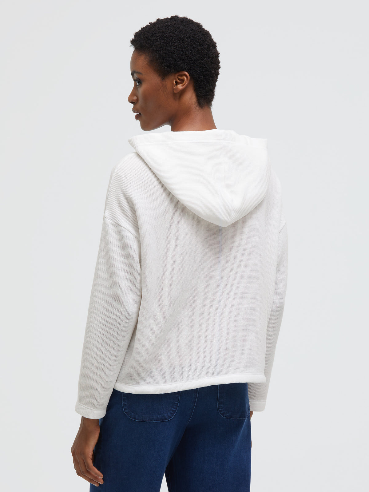 Bluza oversize z prążkowanego aksamitu z kapturem