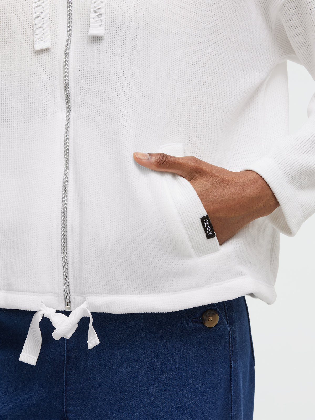 Bluza oversize z prążkowanego aksamitu z kapturem