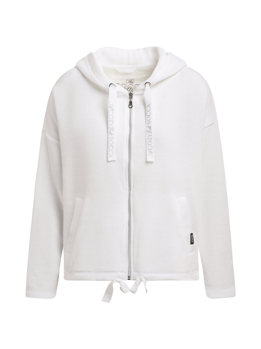 Bluza oversize z prążkowanego aksamitu z kapturem