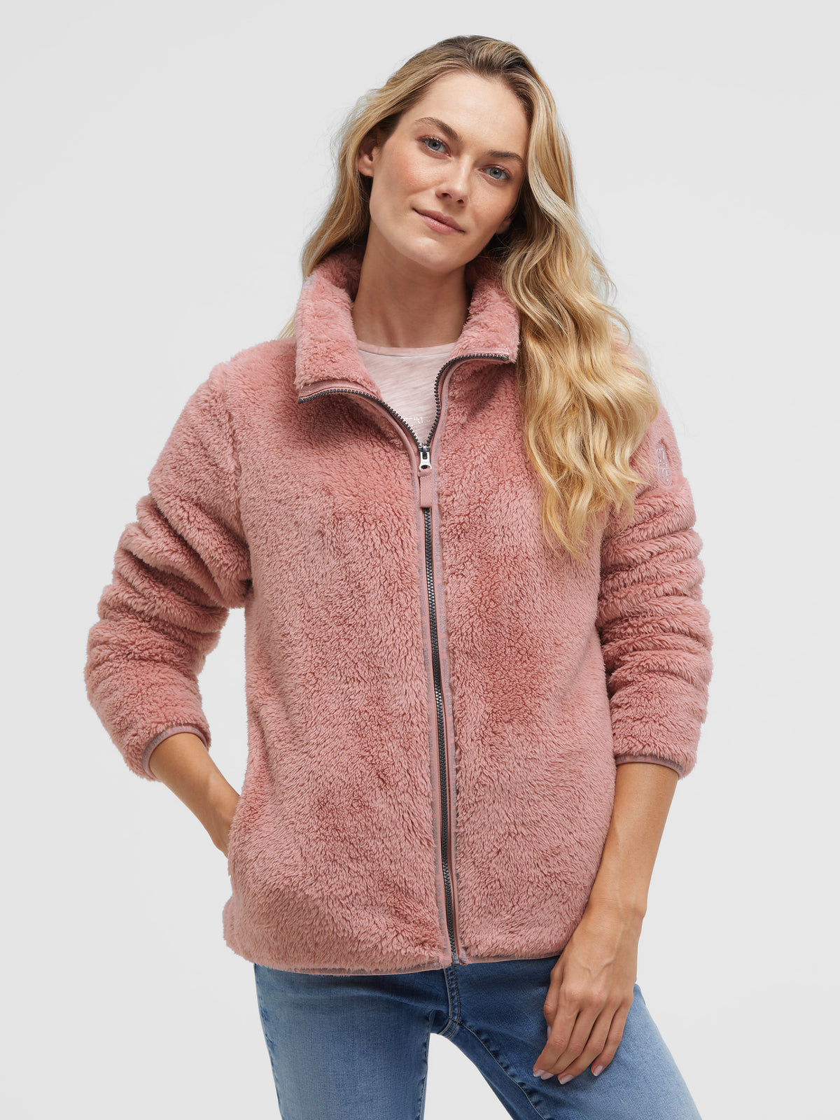 Fleecejacke mit Sherpa-Optik delicate rose - 2