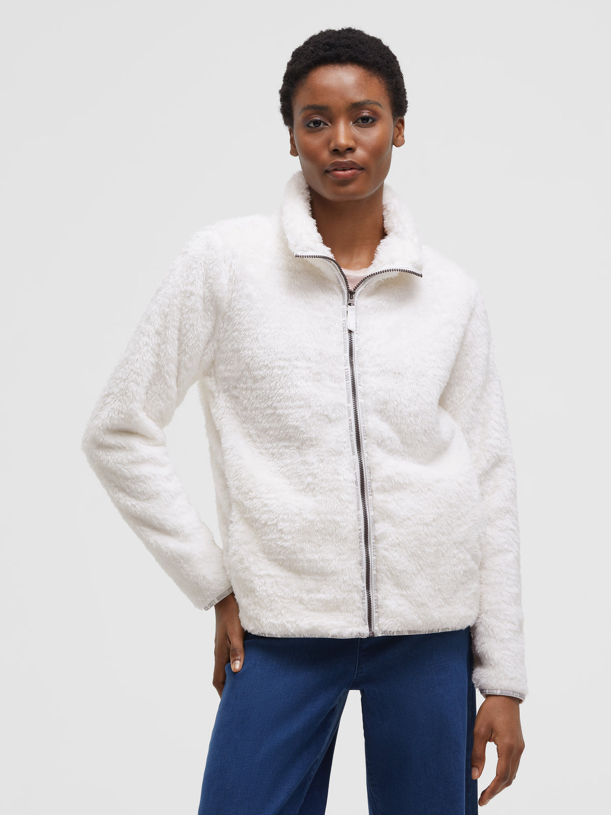 Fleecejacke mit Sherpa-Optik cotton white - 2