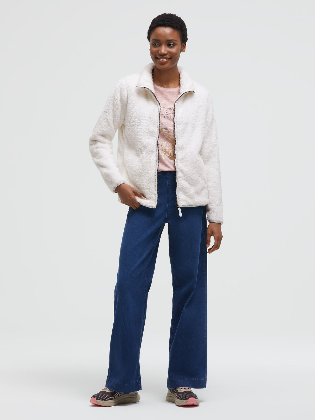 Fleecejacke mit Sherpa-Optik cotton white