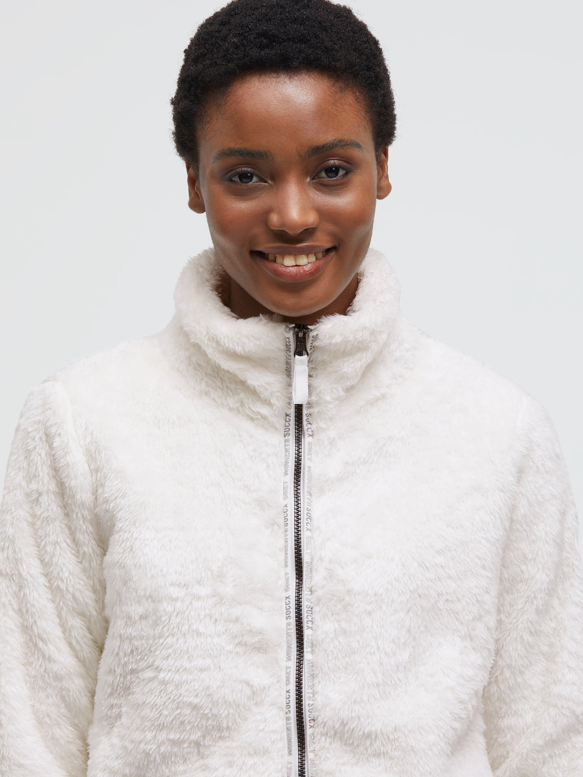 Fleecejacke mit Sherpa-Optik cotton white
