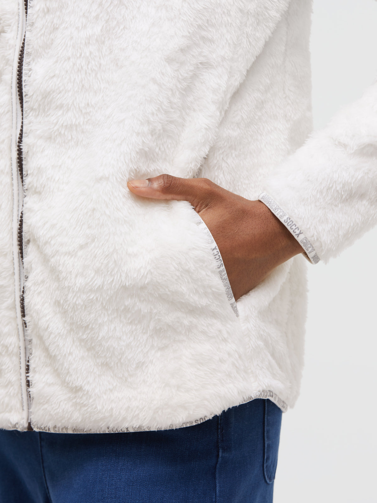 Fleecejacke mit Sherpa-Optik cotton white