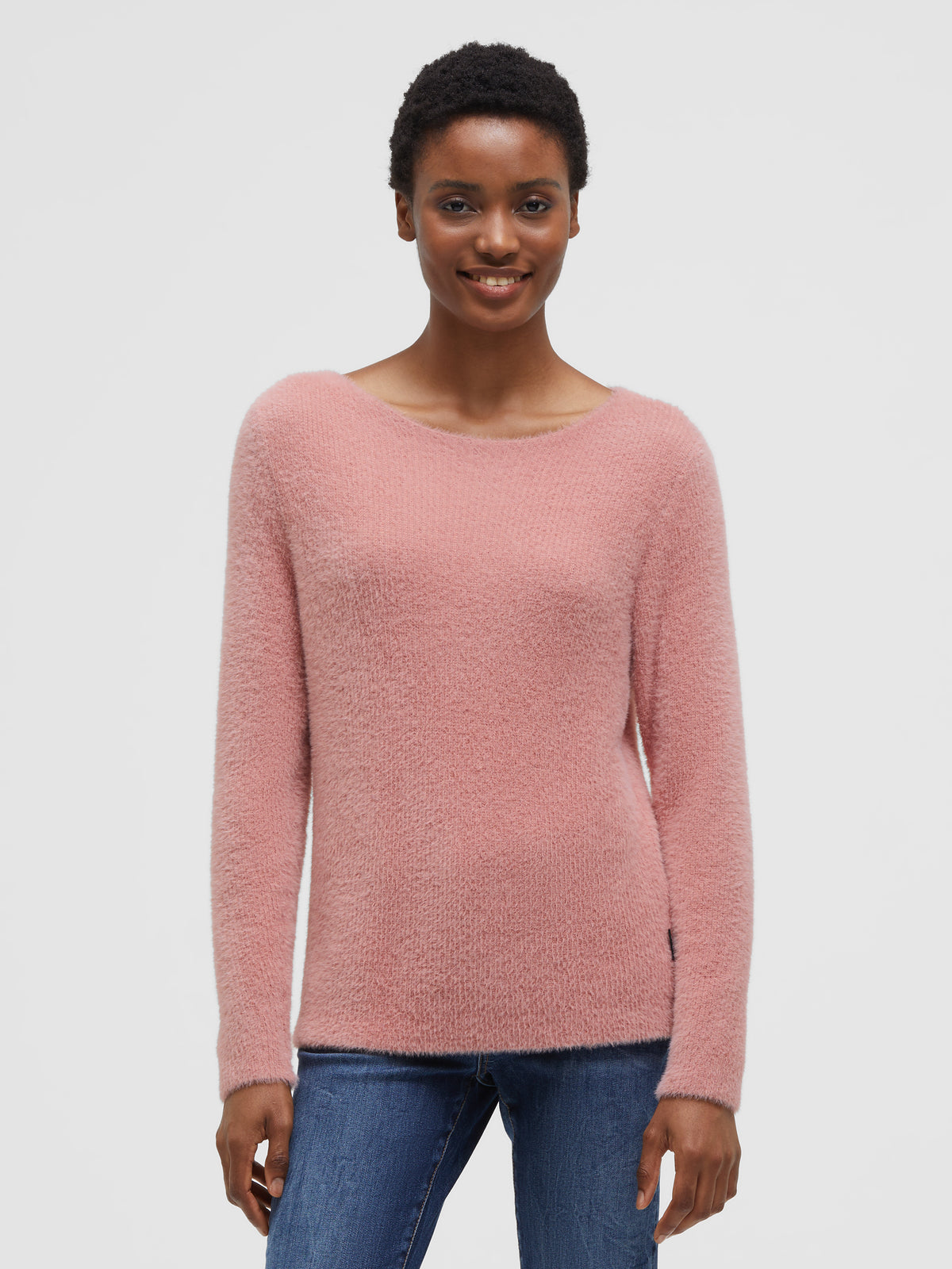 Pullover aus Federgarn mit U-Boot-Ausschnitt delicate rose