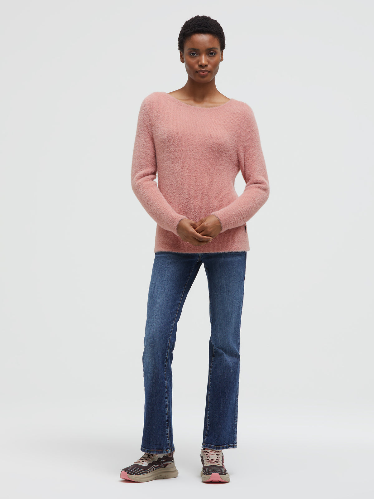 Pullover aus Federgarn mit U-Boot-Ausschnitt delicate rose