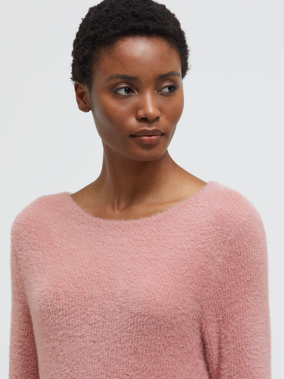 Pullover aus Federgarn mit U-Boot-Ausschnitt delicate rose