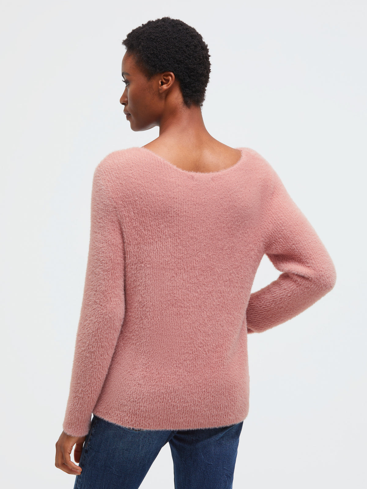 Pullover aus Federgarn mit U-Boot-Ausschnitt delicate rose - 5