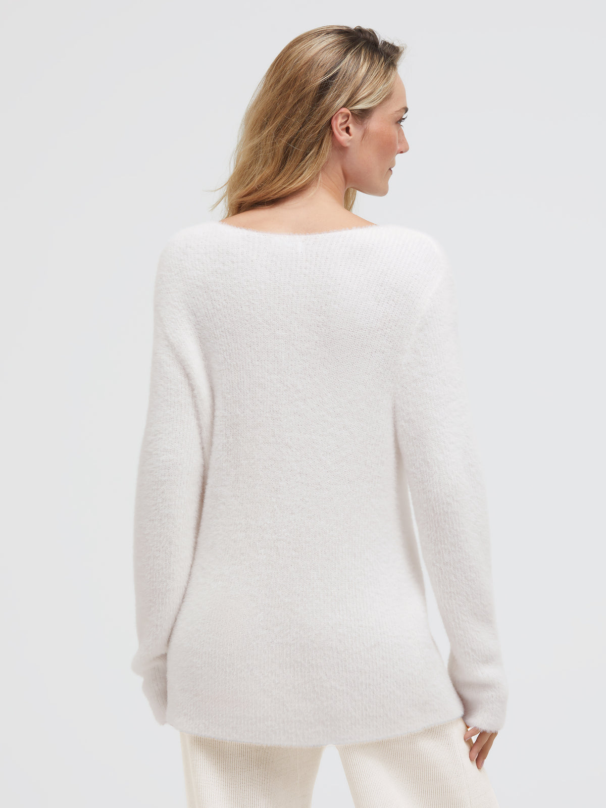 Pullover aus Federgarn mit U-Boot-Ausschnitt cotton white - 5