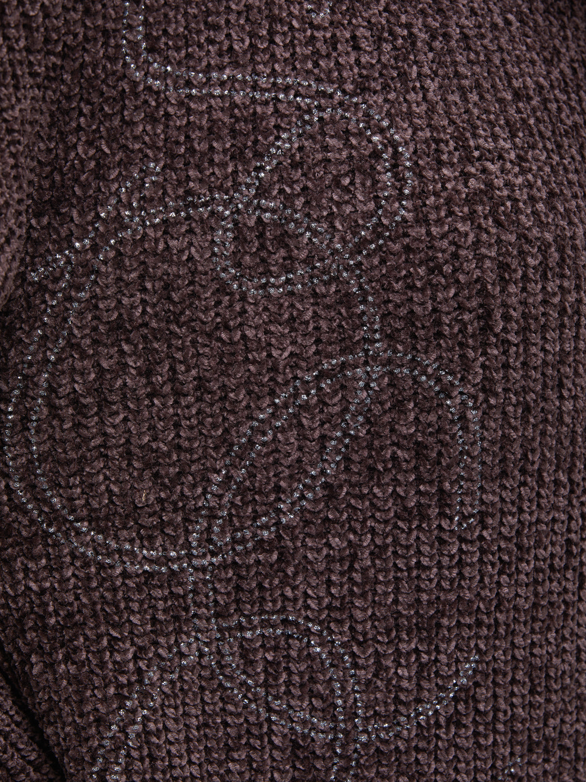Sweter z tkaniny szenilowej z golfem i logo