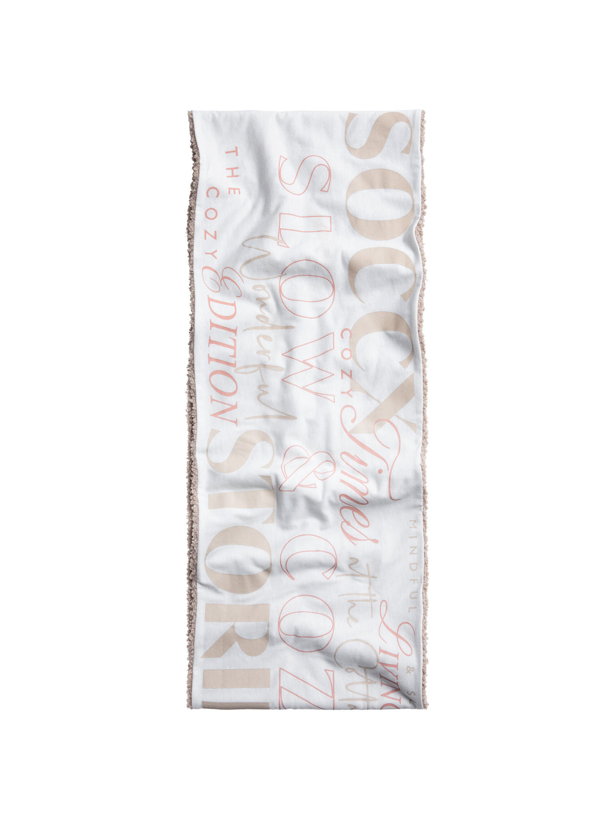 Loop-Schal mit Kunstfell und Wording Print ivory