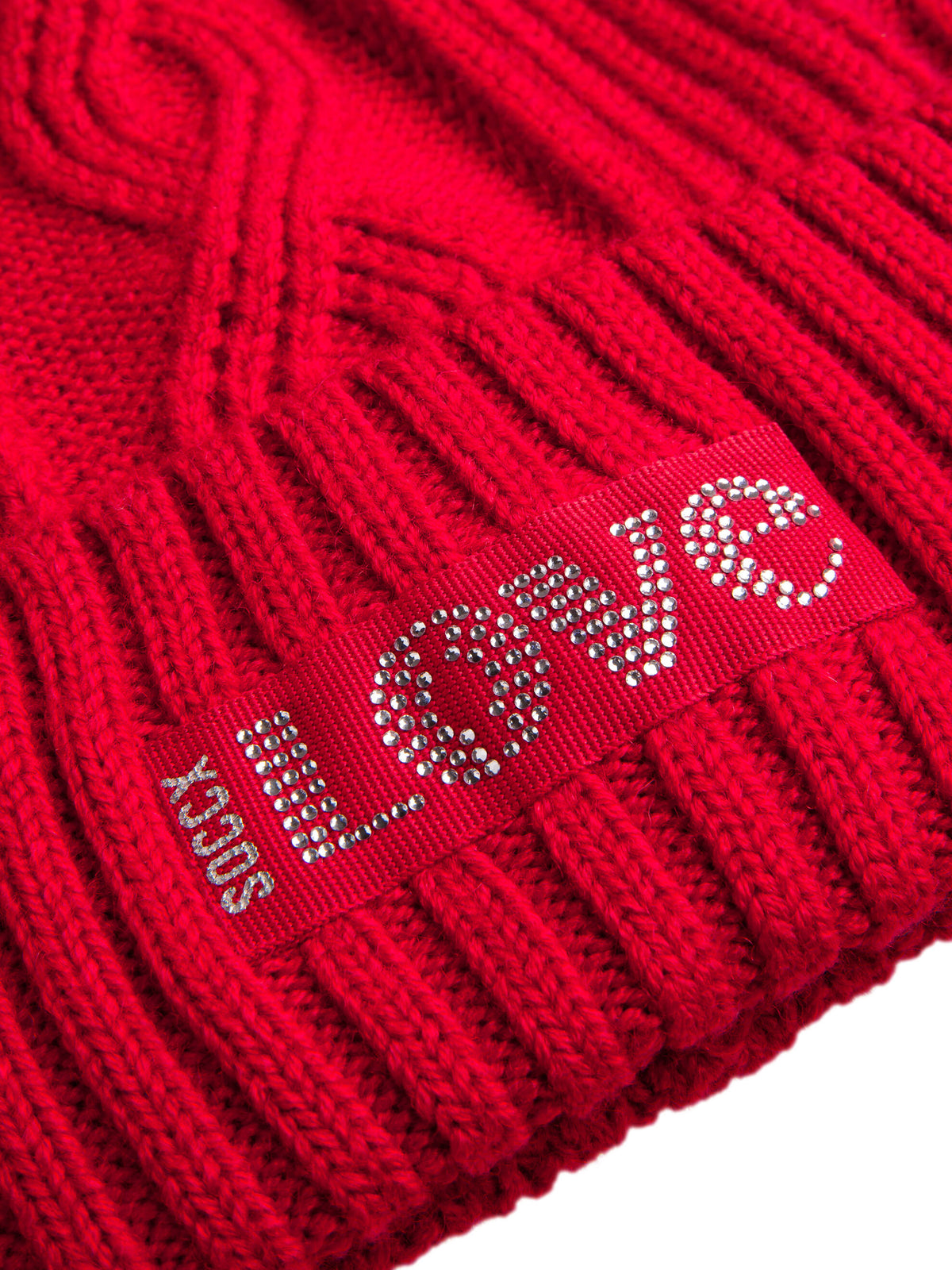 Strickmütze mit Zopfmuster und Logo-Artwork red flame