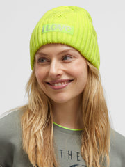 Strickmütze mit Zopfmuster und Logo-Artwork neon yellow