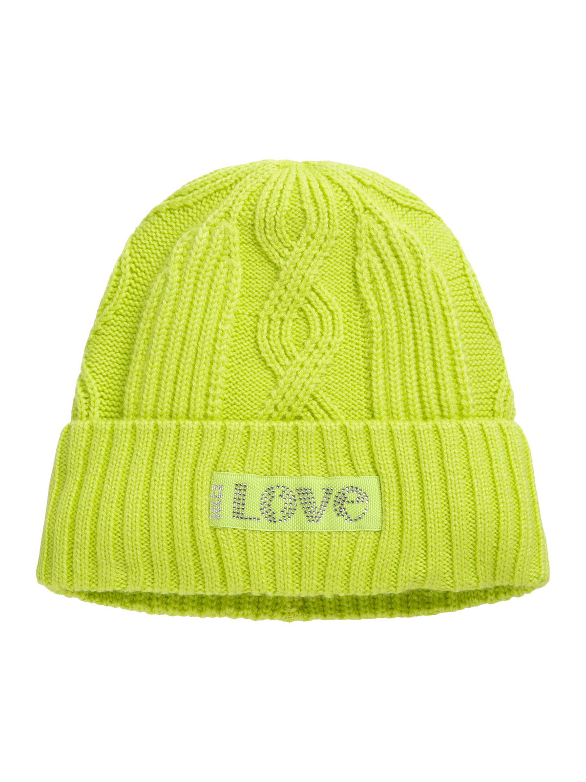 Strickmütze mit Zopfmuster und Logo-Artwork neon yellow