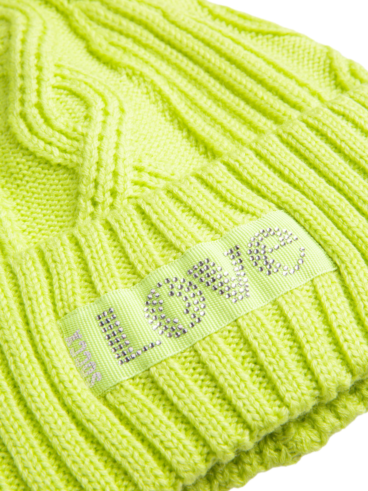 Strickmütze mit Zopfmuster und Logo-Artwork neon yellow - 4