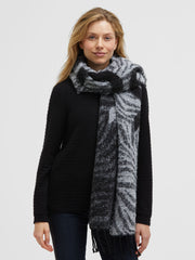 Schal mit Jacquard-Muster und Logo cotton white / black