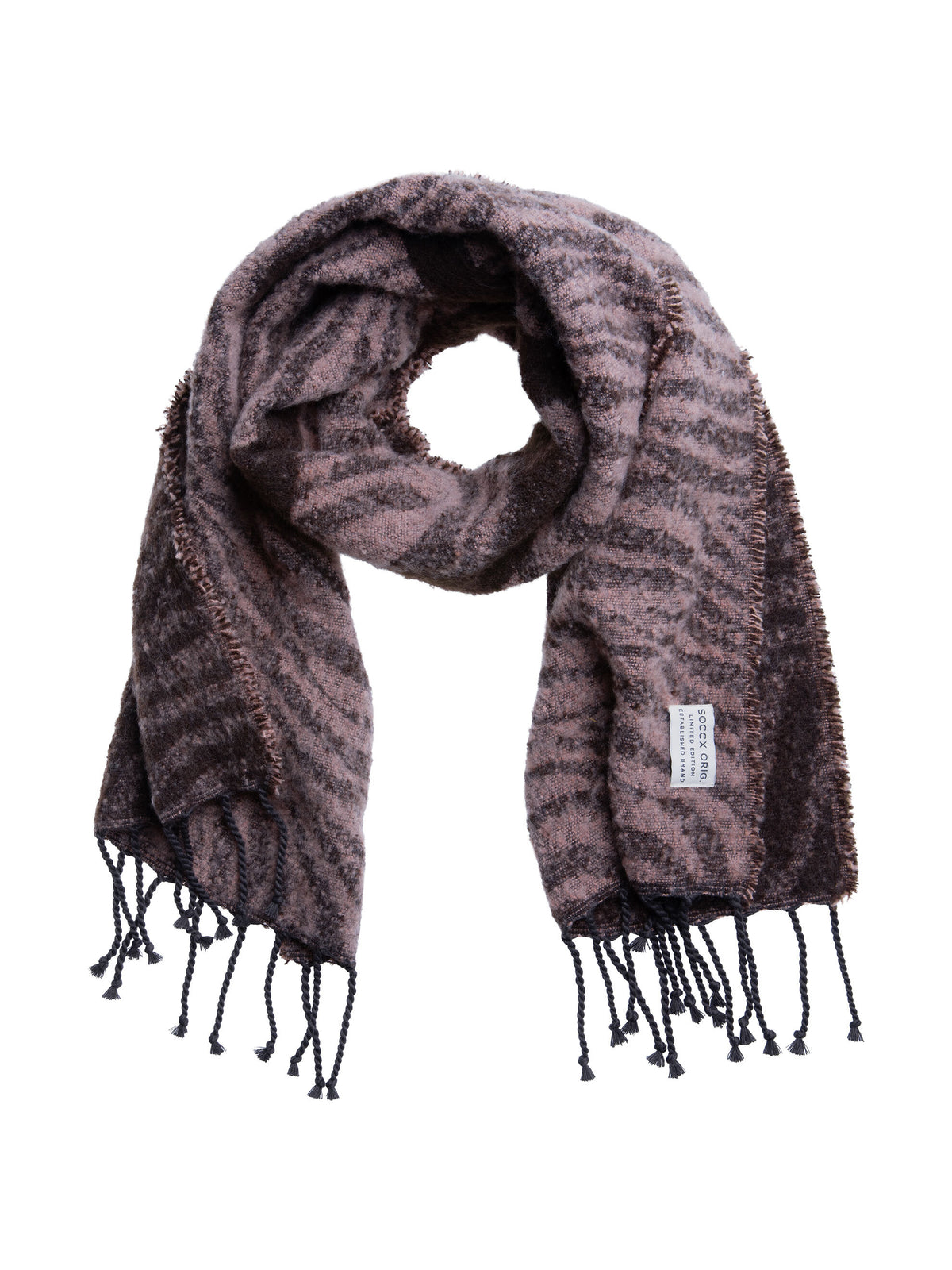 Schal mit Jacquard-Muster und Logo delicate rose / chocolate