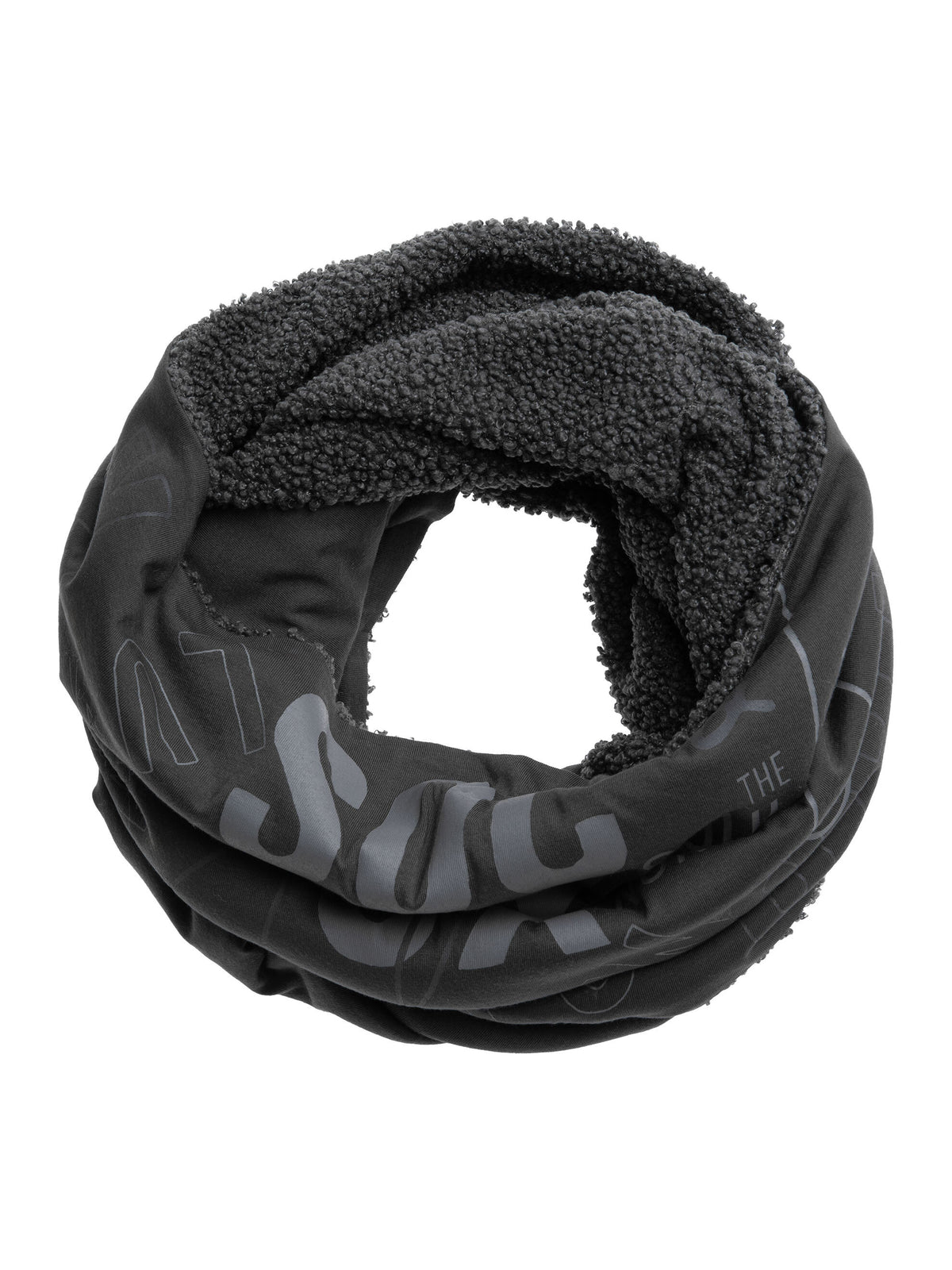 Loop-Schal mit Kunstfell und Wording Print cool anthra - 1