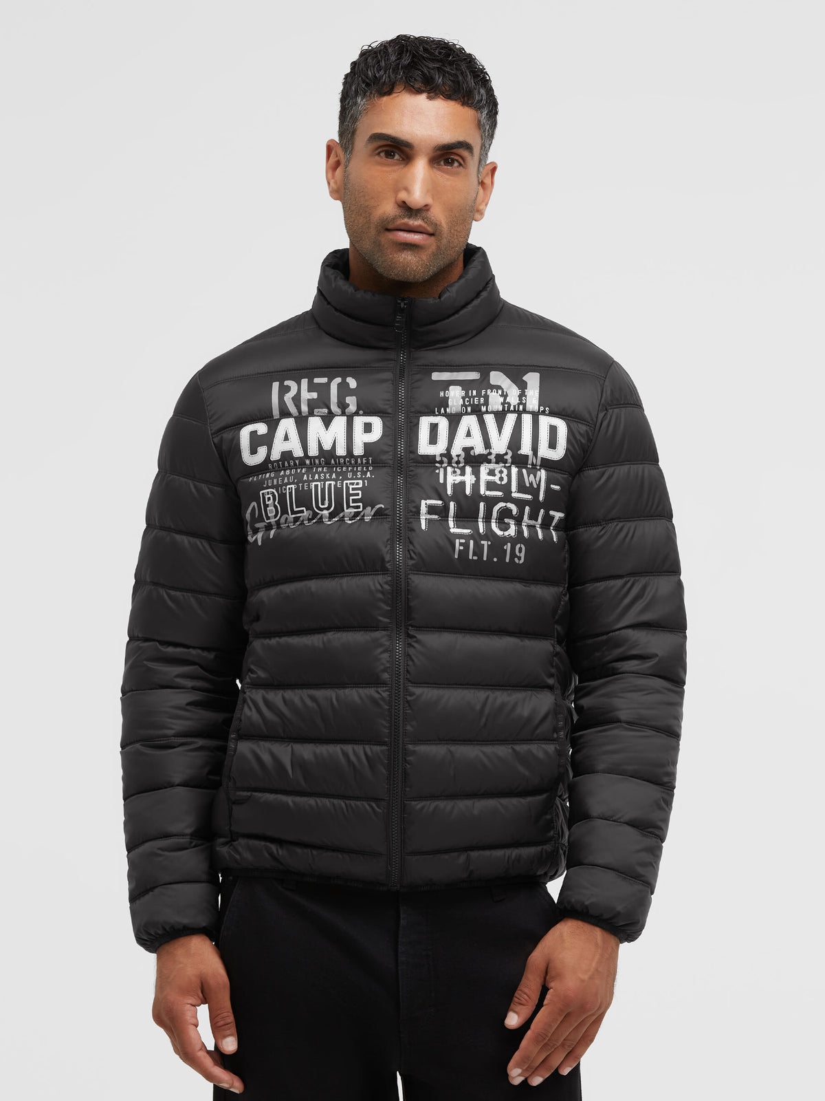Basic Leichte Steppjacke mit Logo Print black - 2