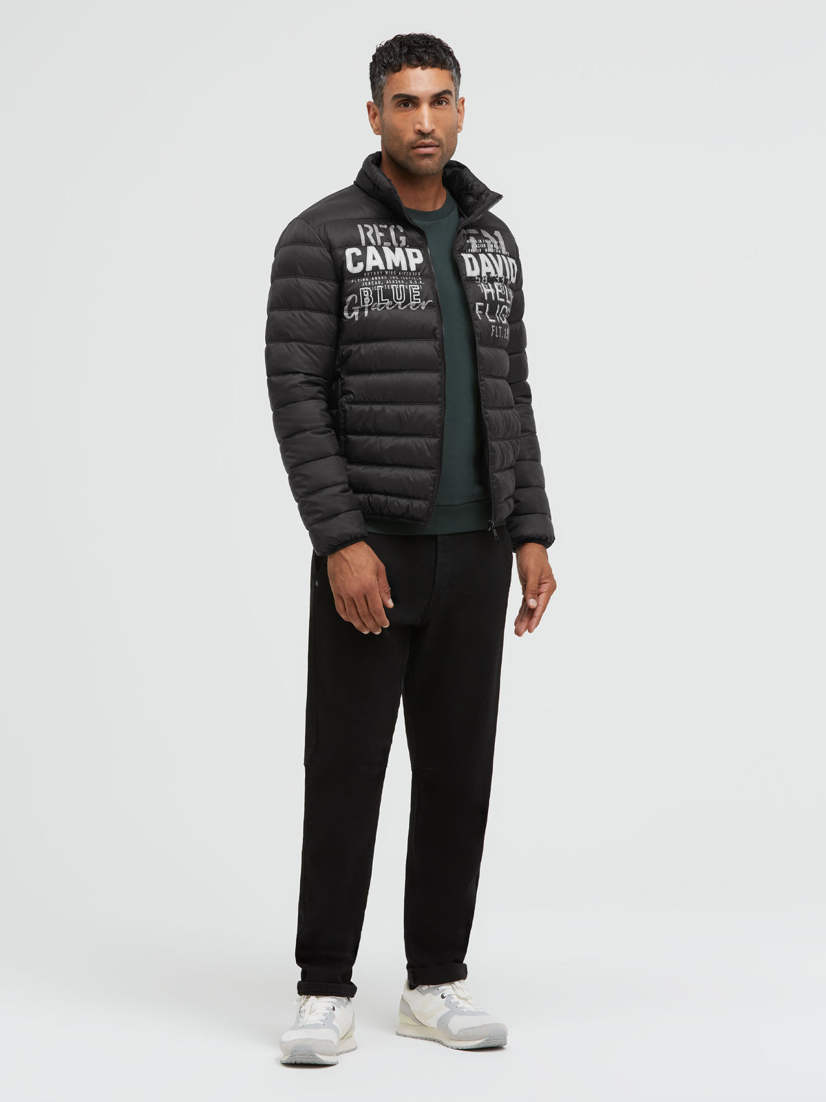 Basic Leichte Steppjacke mit Logo Print black - 3