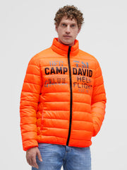 Basic Leichte Steppjacke mit Logo Print neon fire