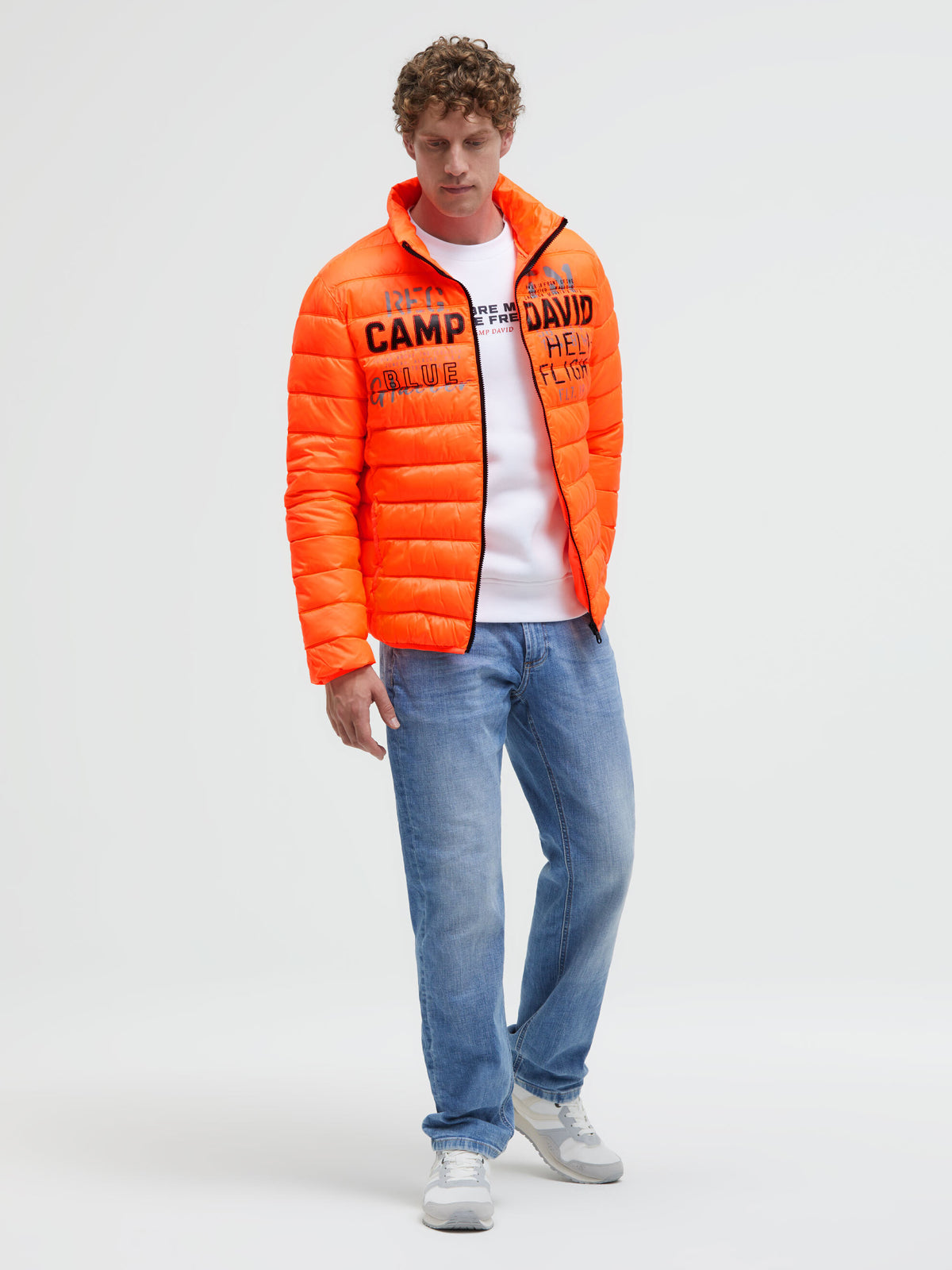 Basic Leichte Steppjacke mit Logo Print neon fire - 3