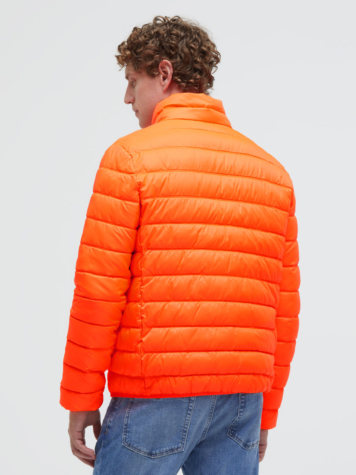 Basic Leichte Steppjacke mit Logo Print neon fire