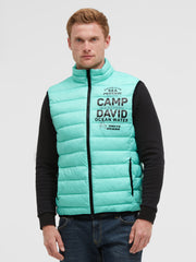 Leichte Steppweste mit Logo Print new aqua