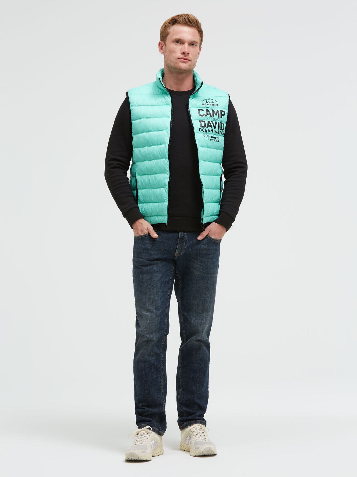 Leichte Steppweste mit Logo Print new aqua - 3