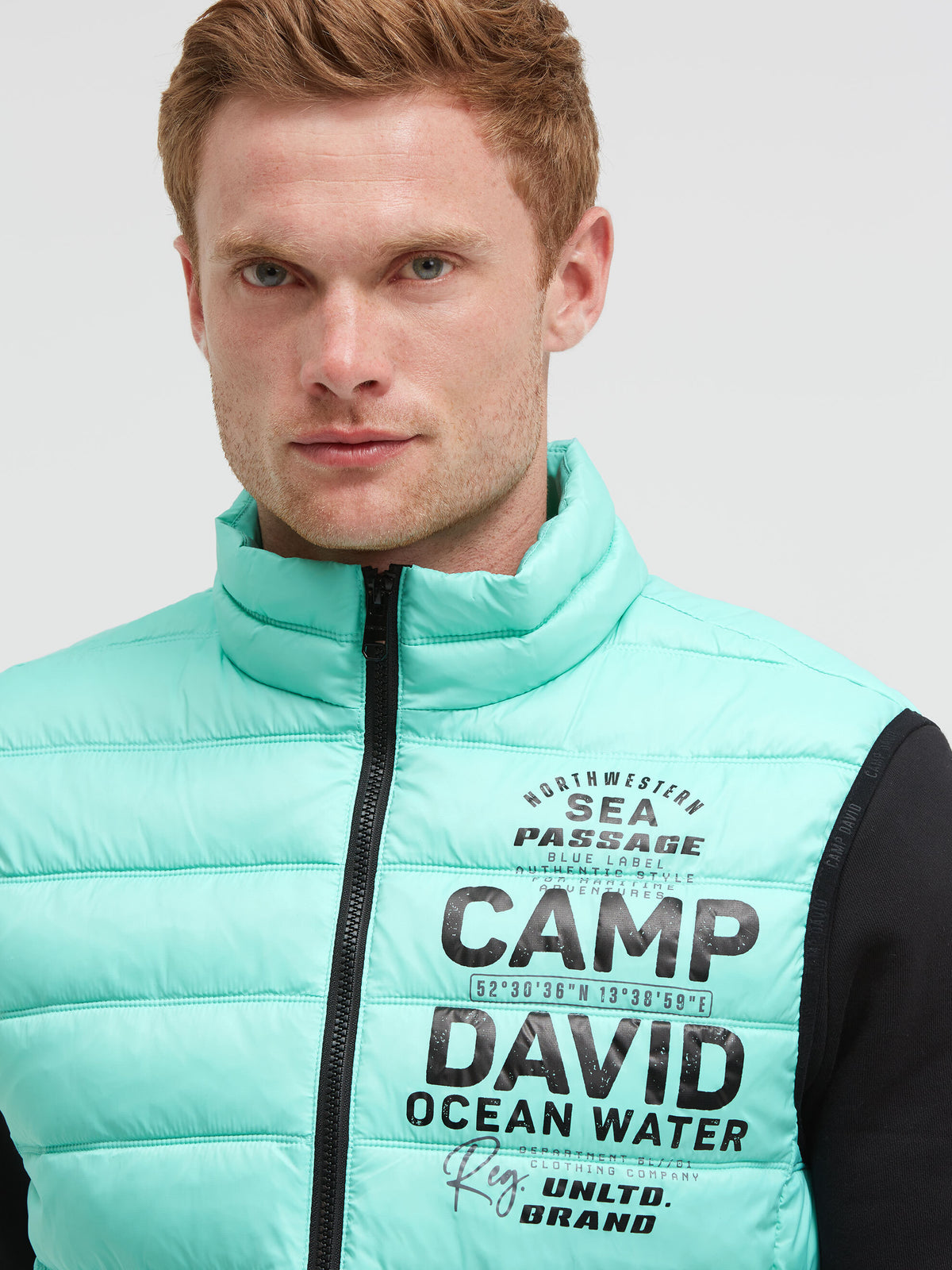 Leichte Steppweste mit Logo Print new aqua - 4