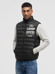 Leichte Steppweste mit Logo Print black