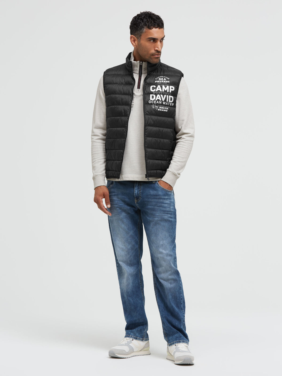 Leichte Steppweste mit Logo Print black - 3
