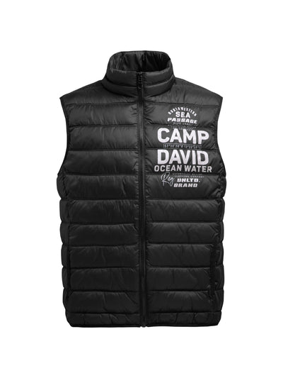 Leichte Steppweste mit Logo Print black