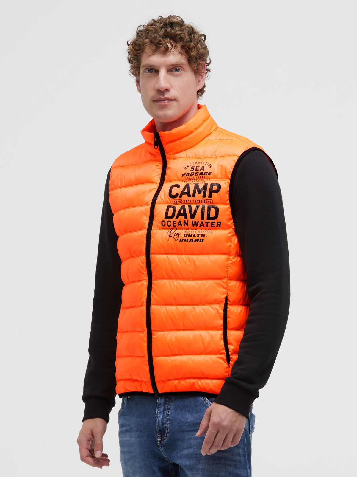 Leichte Steppweste mit Logo Print neon fire - 2