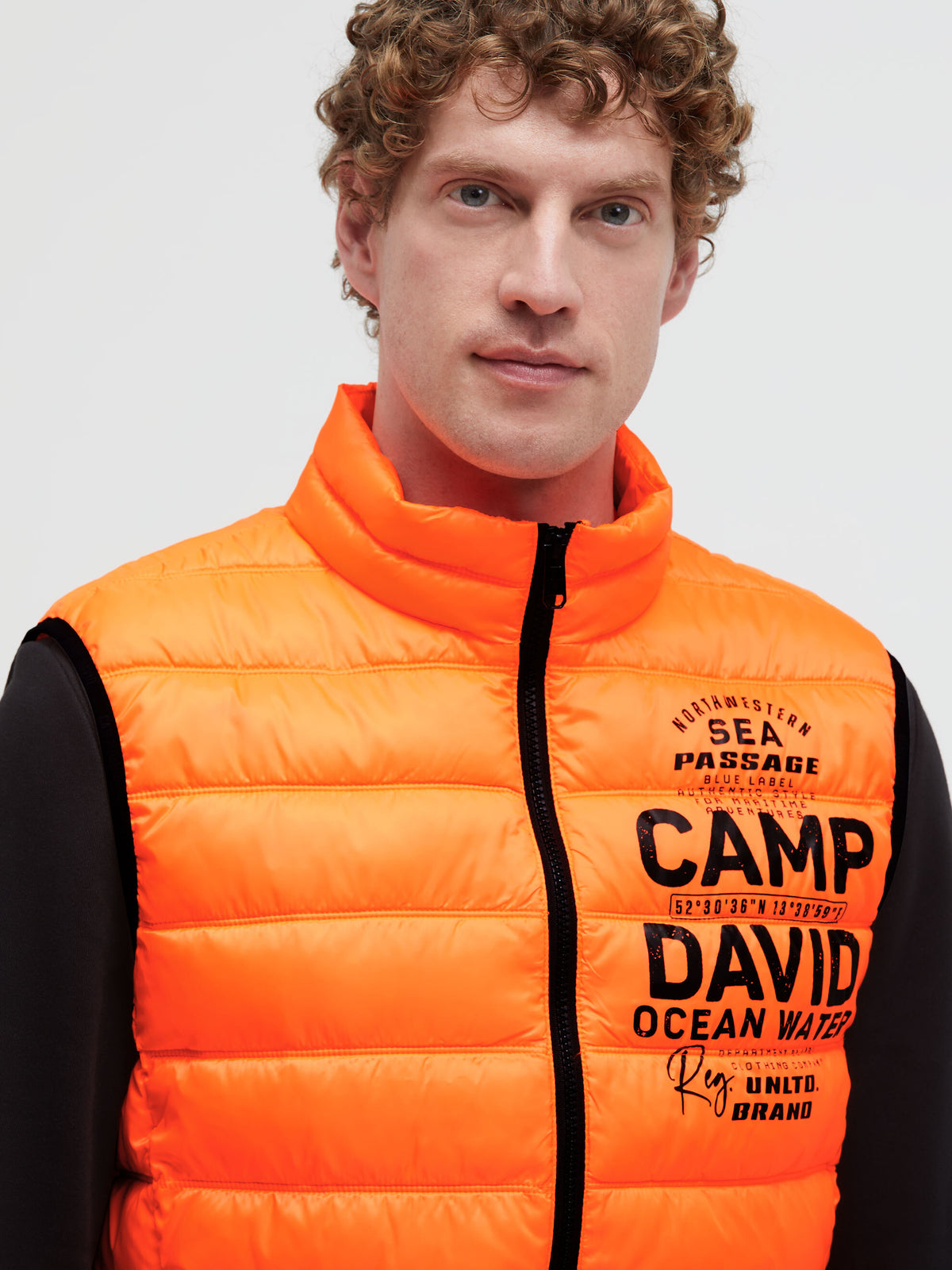 Leichte Steppweste mit Logo Print neon fire - 4