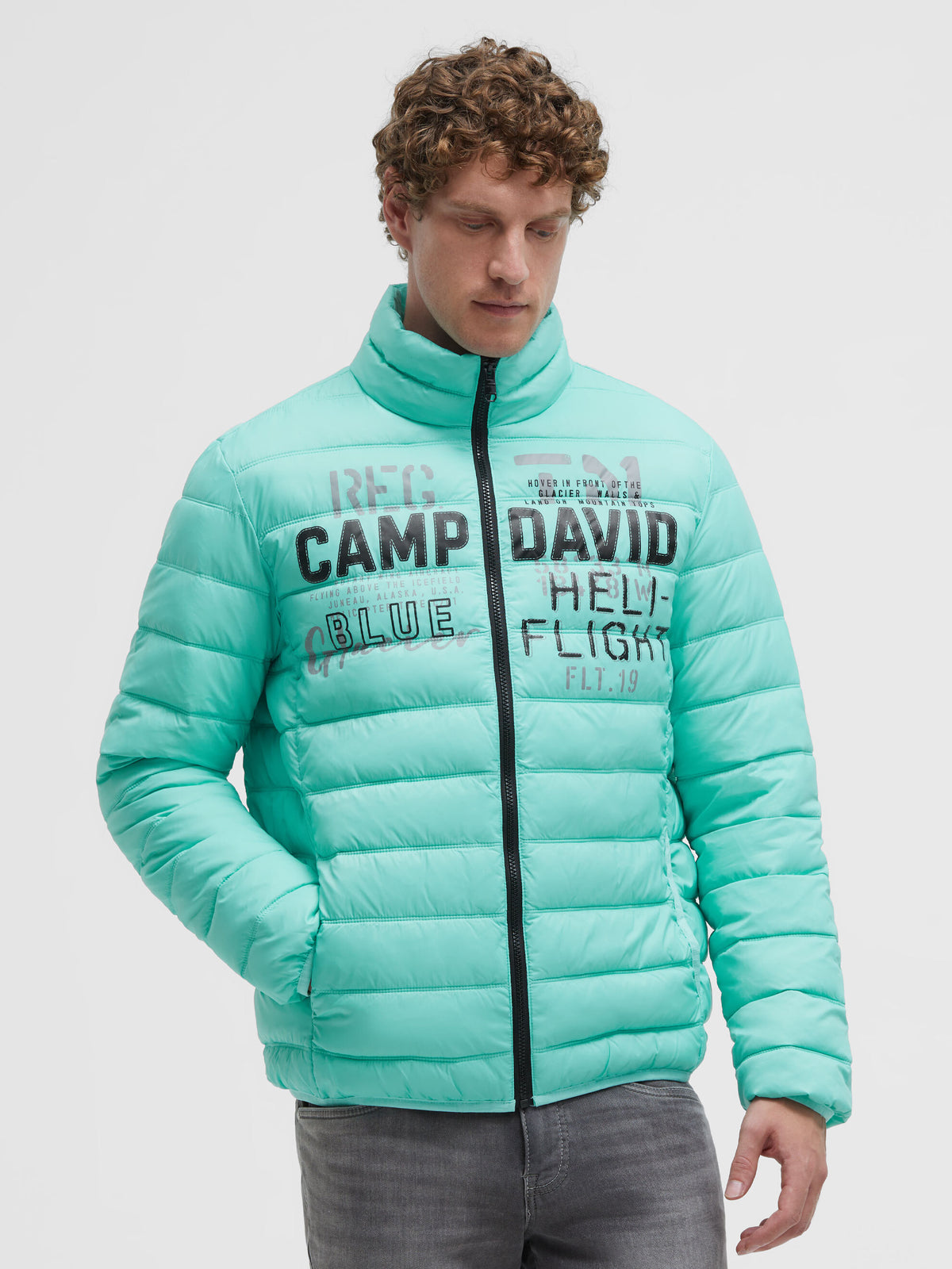 Basic Leichte Steppjacke mit Logo Print new aqua