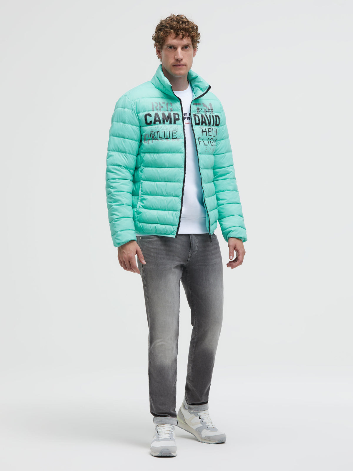 Basic Leichte Steppjacke mit Logo Print new aqua