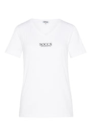 Podstawowa koszulka z dekoltem w serek i logo