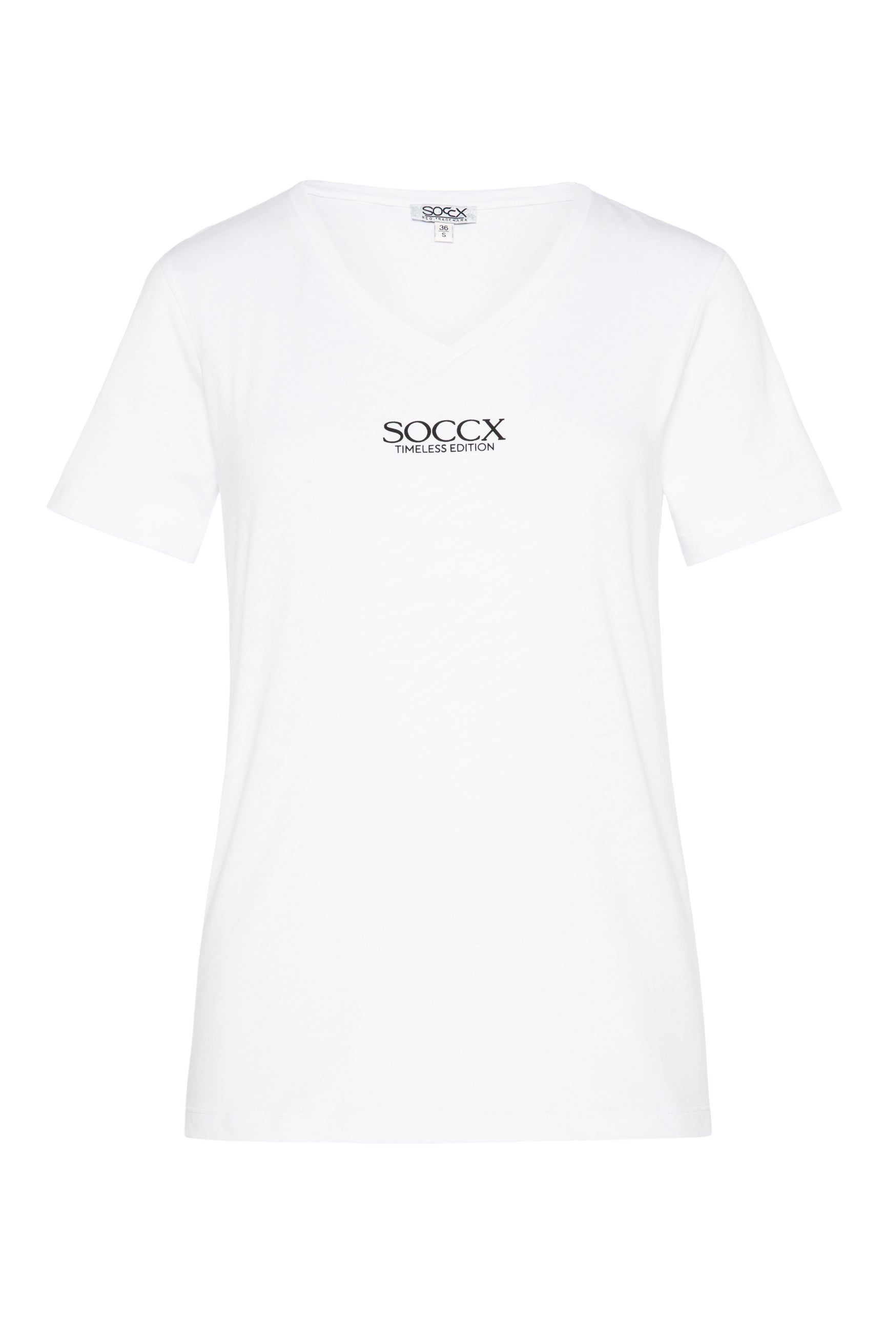 Podstawowa koszulka z dekoltem w serek i logo - 1