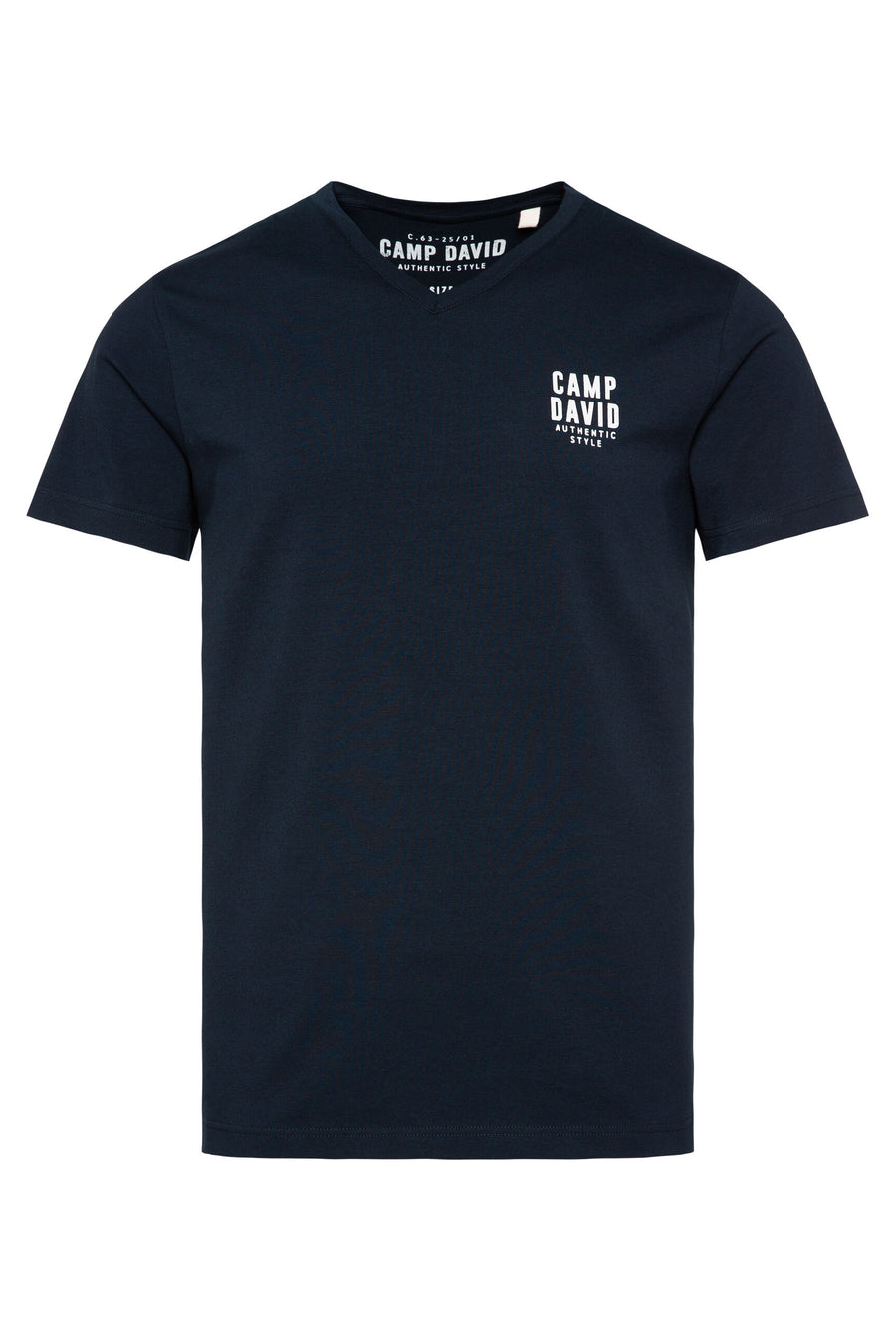 Basic T-Shirt V-Neck mit Logo Print blue navy